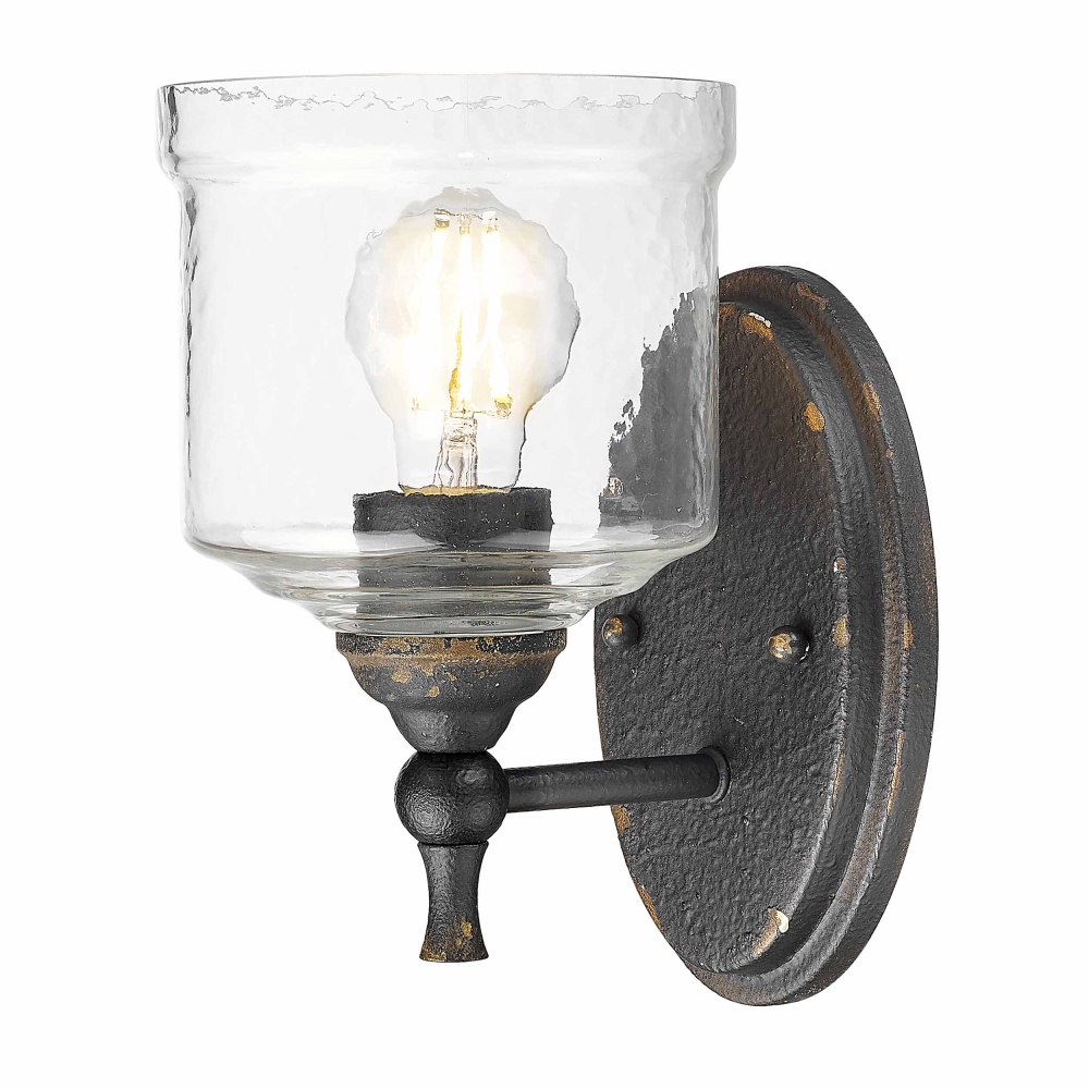 Golden Lighting Keating 1-light Wall Sconce in Antique Black Iron